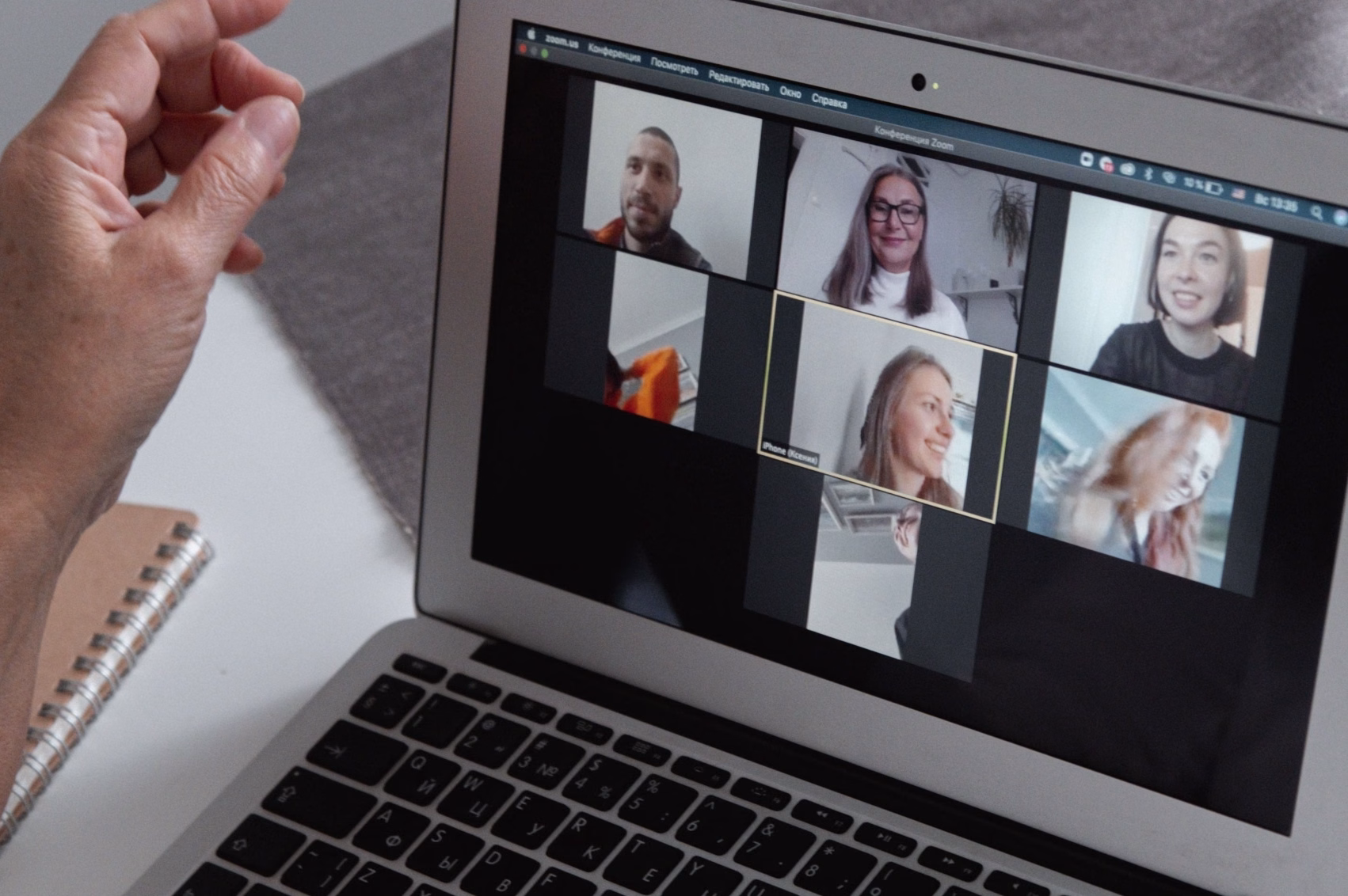 person using business phone - Fireline Broadband phone security hosted voip unified communications live transcription